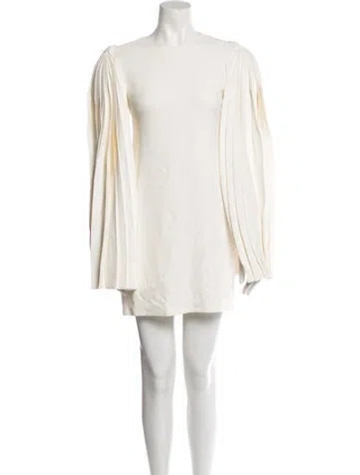 Pre-owned Brandon Maxwell Bateau Neckline Mini Dress In White