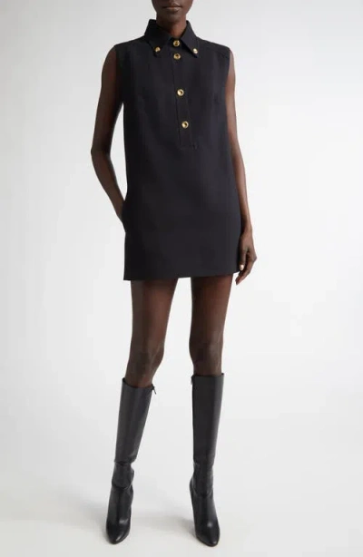 Brandon Maxwell Belle Sleeveless Wool Blend Shirtdress In Black