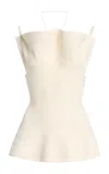 Brandon Maxwell Billie Sculpted Ruffle Top In White