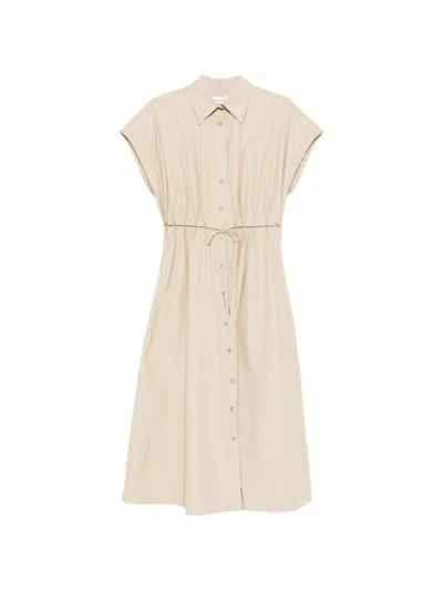 Brandon Maxwell Blake Eyelet Waist Shirt Dress In Neutral