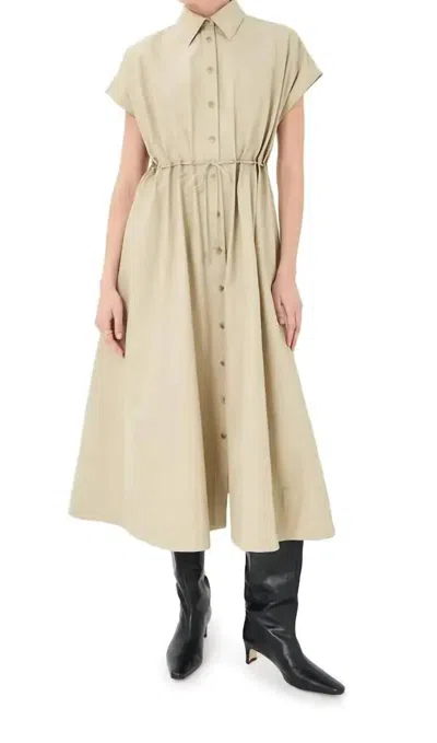 Brandon Maxwell Blake Short Sleeve Shirtdress In Dune In Multi