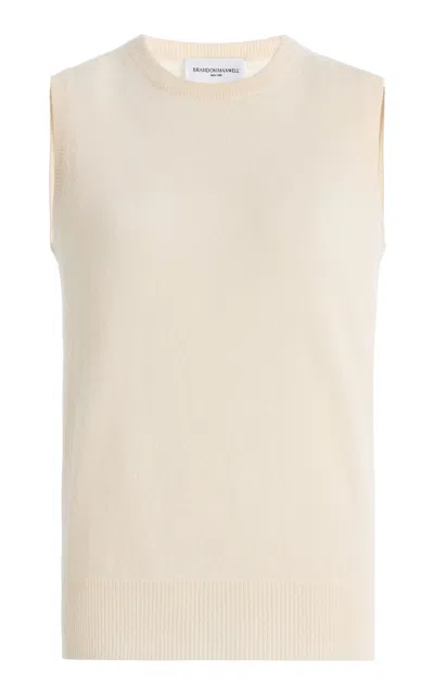 Brandon Maxwell Blythe Knit Cashmere-silk Tank Top In White