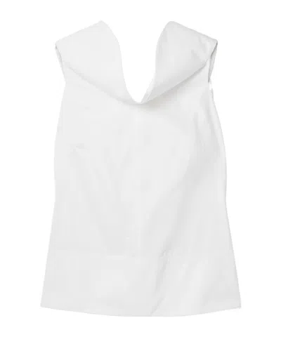 Brandon Maxwell The Bowie Draped Cotton-poplin Top In White
