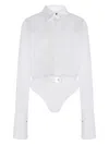 Brandon Maxwell Bradshaw Belted Shirt Bodysuit