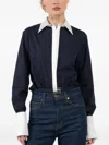Brandon Maxwell Bradshaw Contrast-collar Poplin-knit Bodysuit