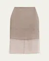 Brandon Maxwell Brett Layered Silk Organza Midi Pencil Skirt In Brown