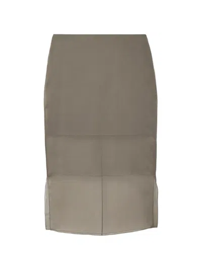 Brandon Maxwell Brett Silk Organza Midi Skirt In Neutral