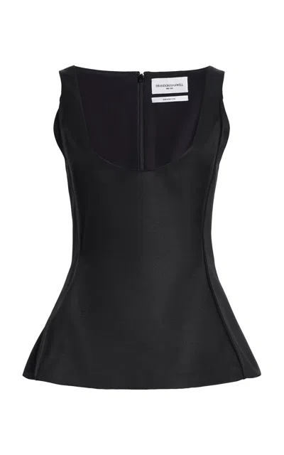 Brandon Maxwell Briar Structured Wool Silk Tank Top In Black