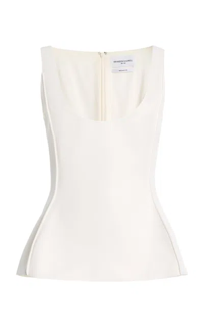 Brandon Maxwell Briar Structured Wool Silk Tank Top In White
