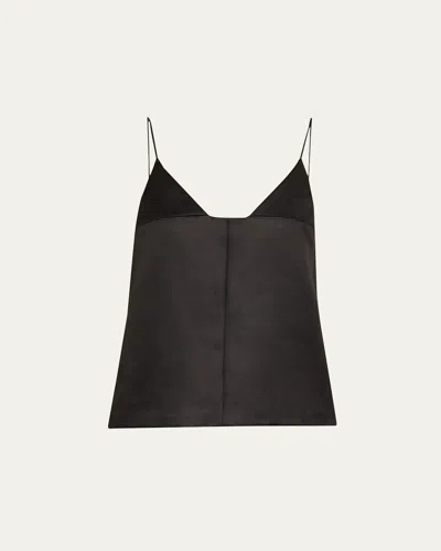 Brandon Maxwell Bridges Silk Empire-waist Tank Top In Brown