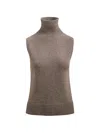 Brandon Maxwell Bruno Sleeveless Turtleneck Vest In Brown