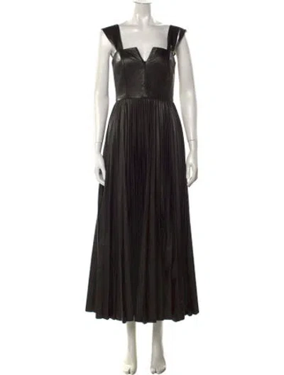 Pre-owned Brandon Maxwell Calf Leather Long Dress In Black