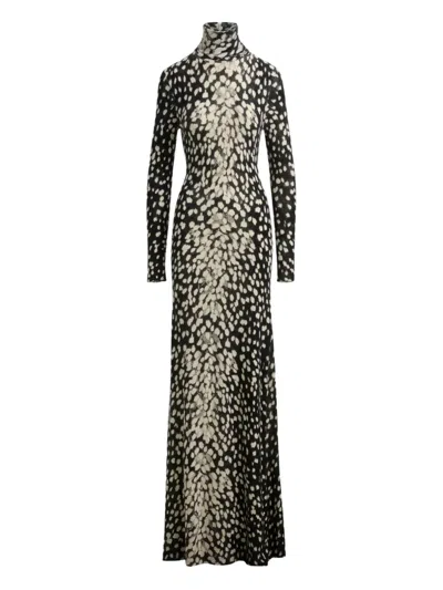 Brandon Maxwell Camille Leopard-print Dress In Black
