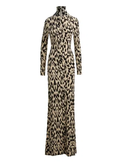 Brandon Maxwell Camille Leopard-print Dress In Neutral