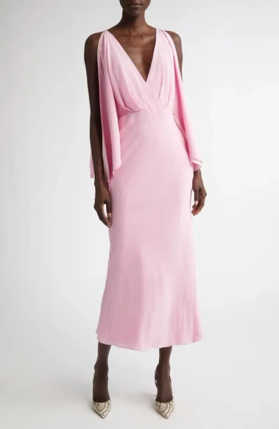 Brandon Maxwell Camille Plunge Neck Silk Dress In Pink ModeSens