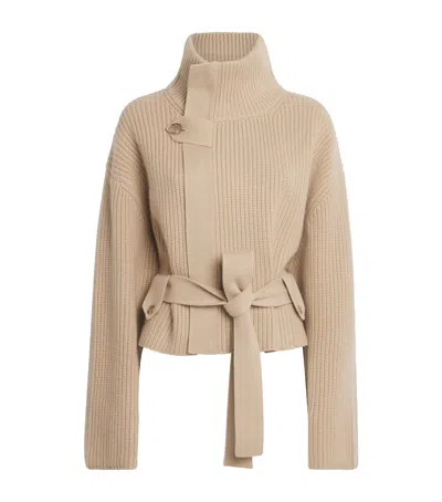 Brandon Maxwell Cashmere Belted Neal Jacket In Beige