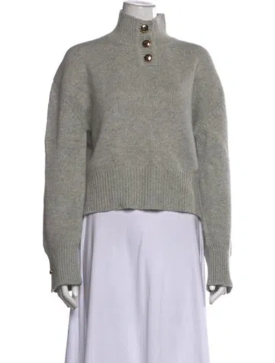 Pre-owned Brandon Maxwell Cashmere Mock Neck Sweater In Grey