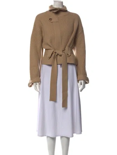 Pre-owned Brandon Maxwell Cashmere Open Front Sweater In Neutrals