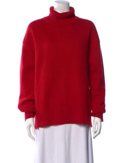 Pre-owned Brandon Maxwell Cashmere Turtleneck Sweater In Red