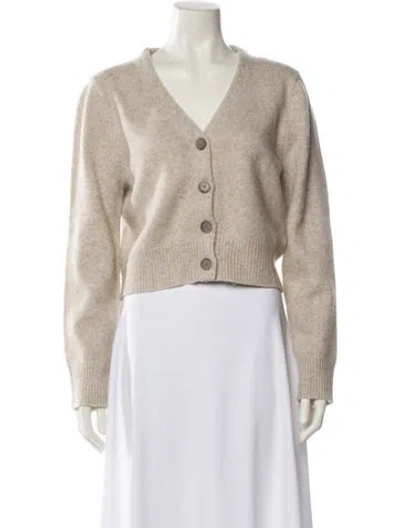 Pre-owned Brandon Maxwell Cashmere V-neck Sweater In Neutral