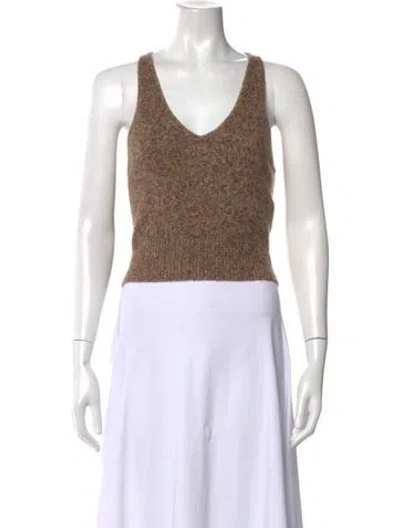 Pre-owned Brandon Maxwell Cashmere V-neck Top In Brown