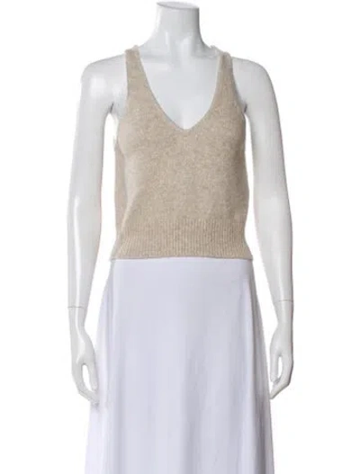 Pre-owned Brandon Maxwell Cashmere V-neck Top W/ Tags In Neutral