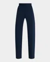 Brandon Maxwell Cecily Tailored Knit Straight-leg Trousers In Navy