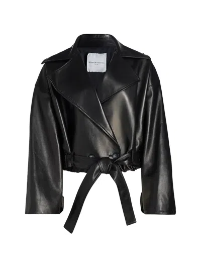 Brandon Maxwell Collins Cropped Leather Jacket In Pattern