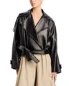 Brandon Maxwell Collins Leather Coat In Black