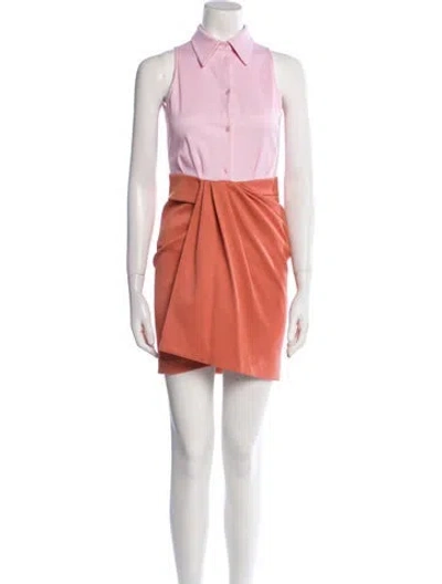 Pre-owned Brandon Maxwell Colorblock Pattern Mini Dress In Pink