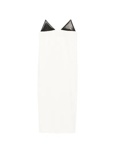 Brandon Maxwell Wool Silk Long Dress In White