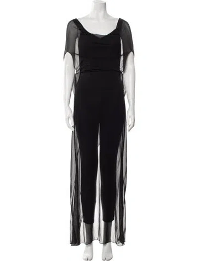 Pre-owned Brandon Maxwell Cowl Neck Long Dress In Black