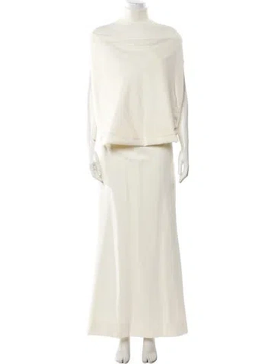Pre-owned Brandon Maxwell Cowl Neck Long Dress In Neutral