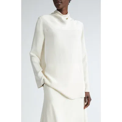 Brandon Maxwell The Luna Cowl Neck Silk-crepe Blouse In Ivory