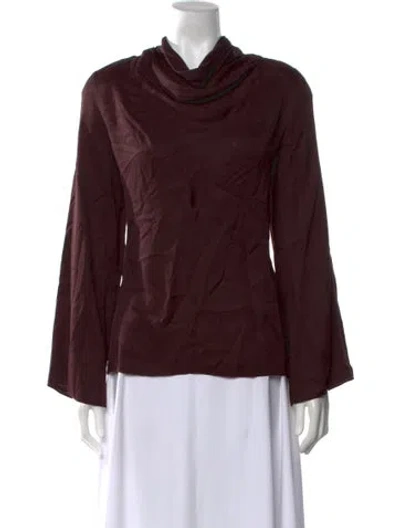 Pre-owned Brandon Maxwell Cowl Neck Long Sleeve Top In Burgundy