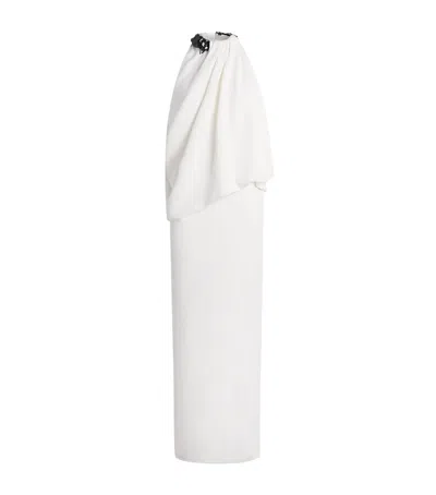 Brandon Maxwell Crepe Petra Gown In White