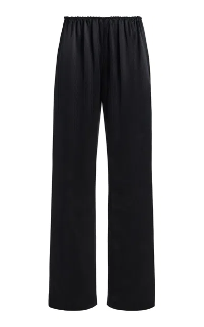 Brandon Maxwell Cress Cropped Silk Pants In Black