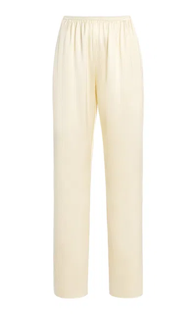 Brandon Maxwell Cress Cropped Silk Pants In White