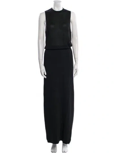 Pre-owned Brandon Maxwell Crew Neck Long Dress In Black