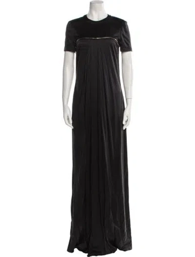 Pre-owned Brandon Maxwell Crew Neck Long Dress In Black