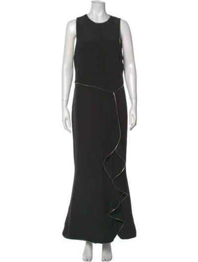 Pre-owned Brandon Maxwell Crew Neck Long Dress In Black