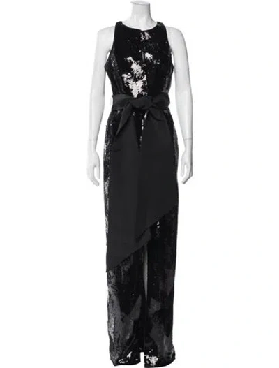Pre-owned Brandon Maxwell Crew Neck Long Dress In Black