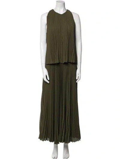 Pre-owned Brandon Maxwell Crew Neck Long Dress In Green
