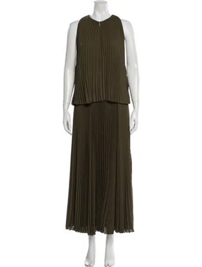 Pre-owned Brandon Maxwell Crew Neck Long Dress In Green
