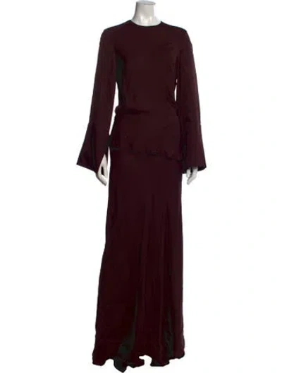 Pre-owned Brandon Maxwell Crew Neck Long Dress W/ Tags In Burgundy