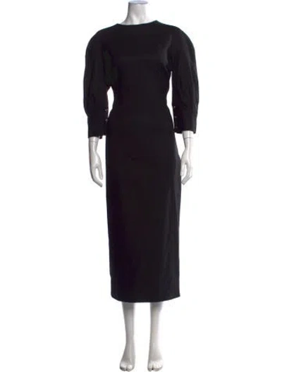 Pre-owned Brandon Maxwell Crew Neck Midi Length Dress In Black