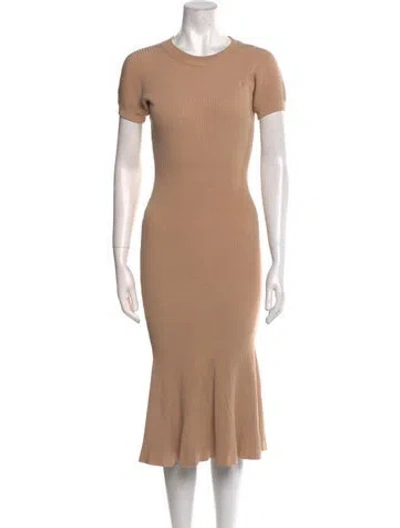 Pre-owned Brandon Maxwell Crew Neck Midi Length Dress In Neutral