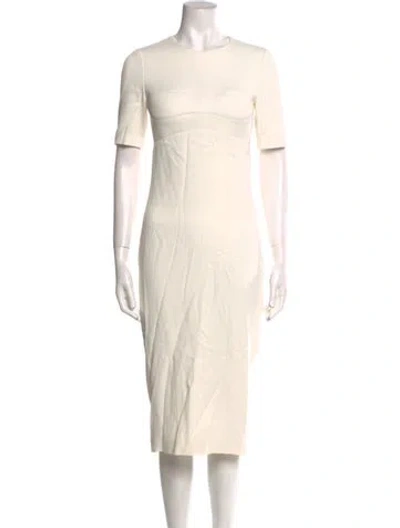 Pre-owned Brandon Maxwell Crew Neck Midi Length Dress In Neutral