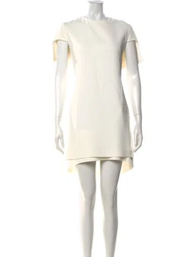 Pre-owned Brandon Maxwell Crew Neck Mini Dress In Neutrals/white