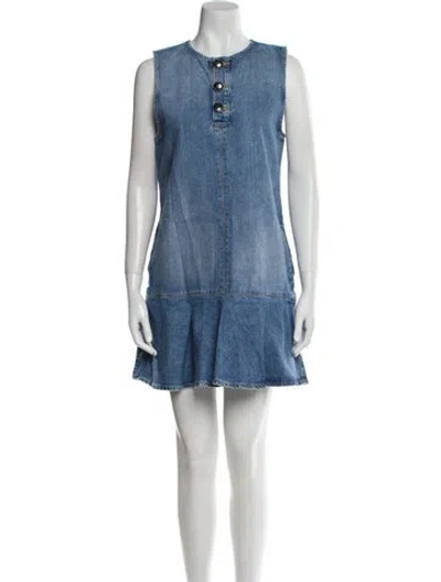 Pre-owned Brandon Maxwell Crew Neck Mini Dress W/ Tags In Blue